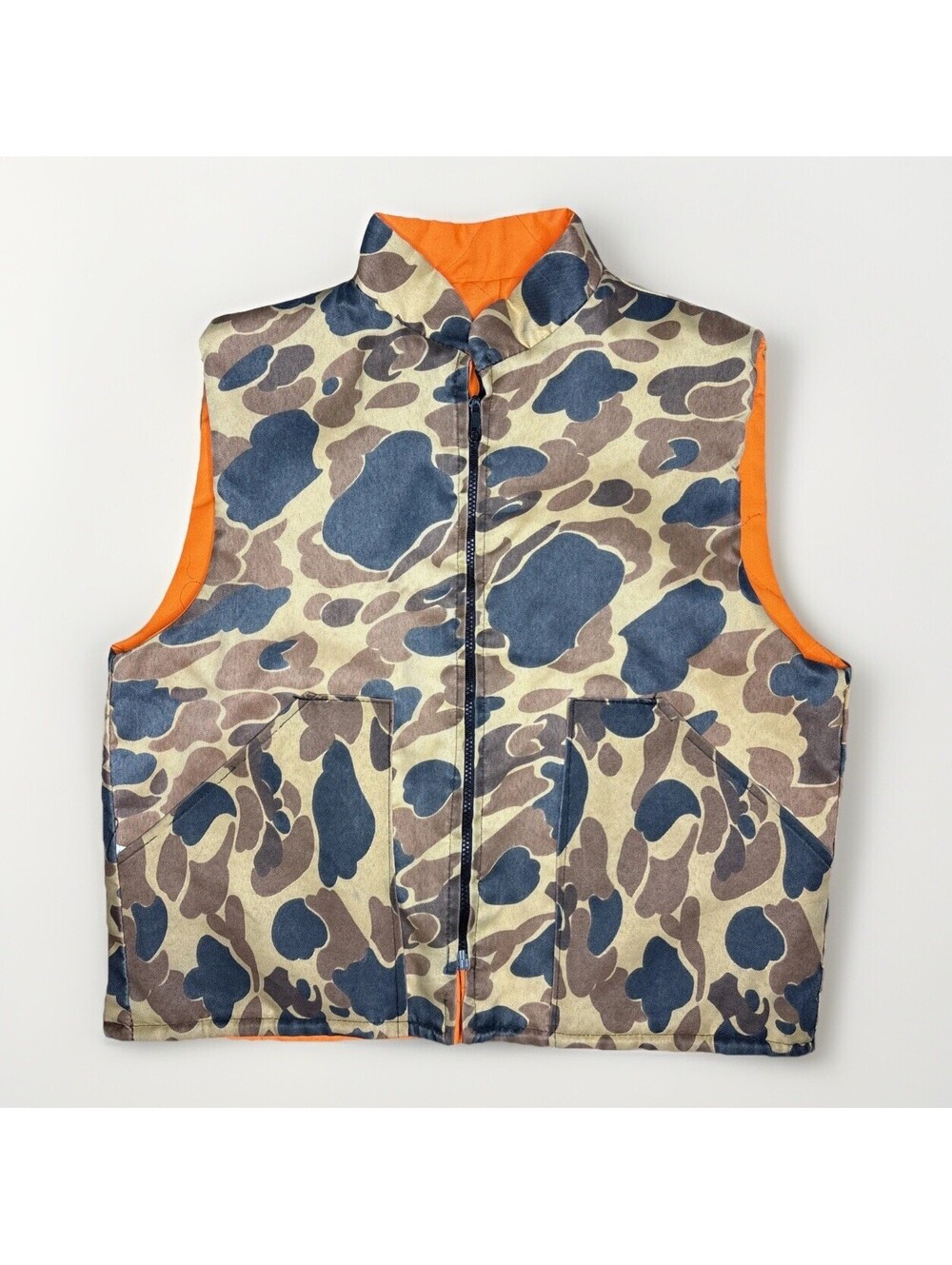 Vintage 1980s Men's Reversible Duck Camo Blaze Orange Cotton